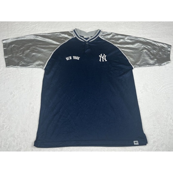 VTG Lee Sports New York Yankees Jersey Men's XL Blue Silver Baggy Lightweight - Picture 1 of 12